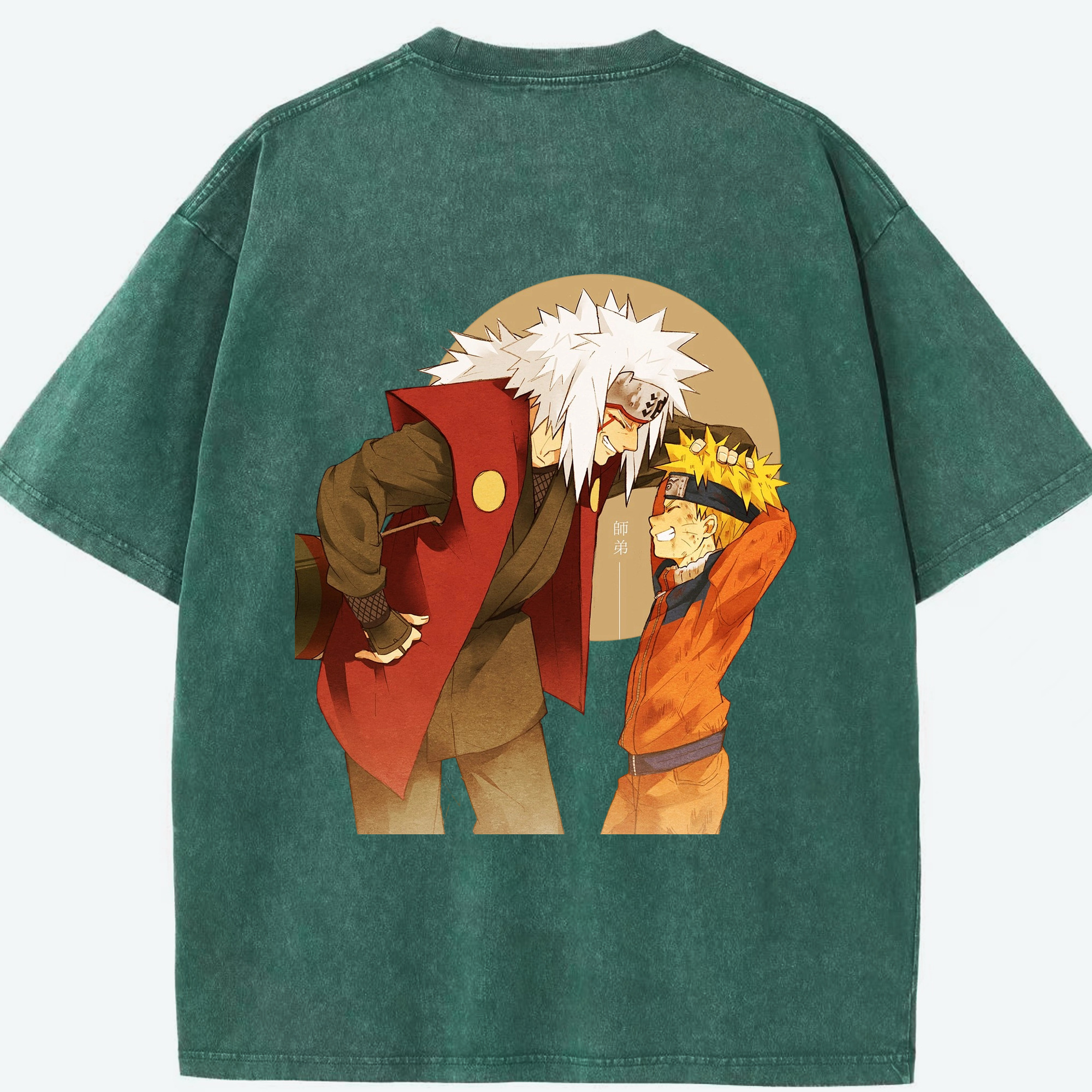 （画像用） NARUTO -ナルト- 自来也（じらいや） Jiraiya 綿100% ヴィンテージ風 半袖Tシャツ（背面プリント）